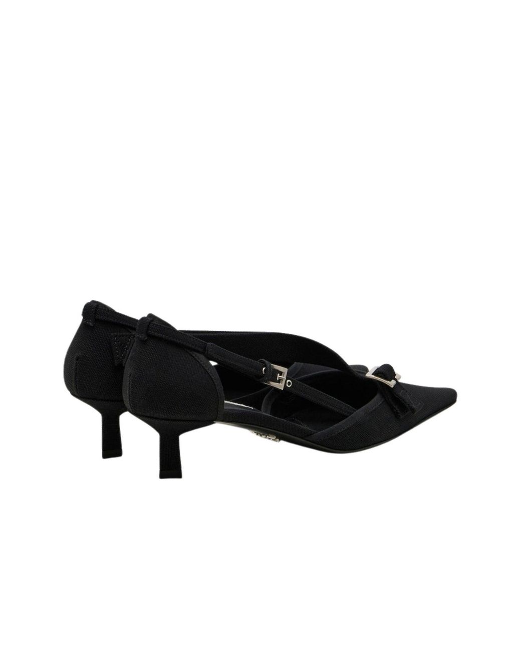 Prada Pointed Slingback Black Kitten Heel Pumps