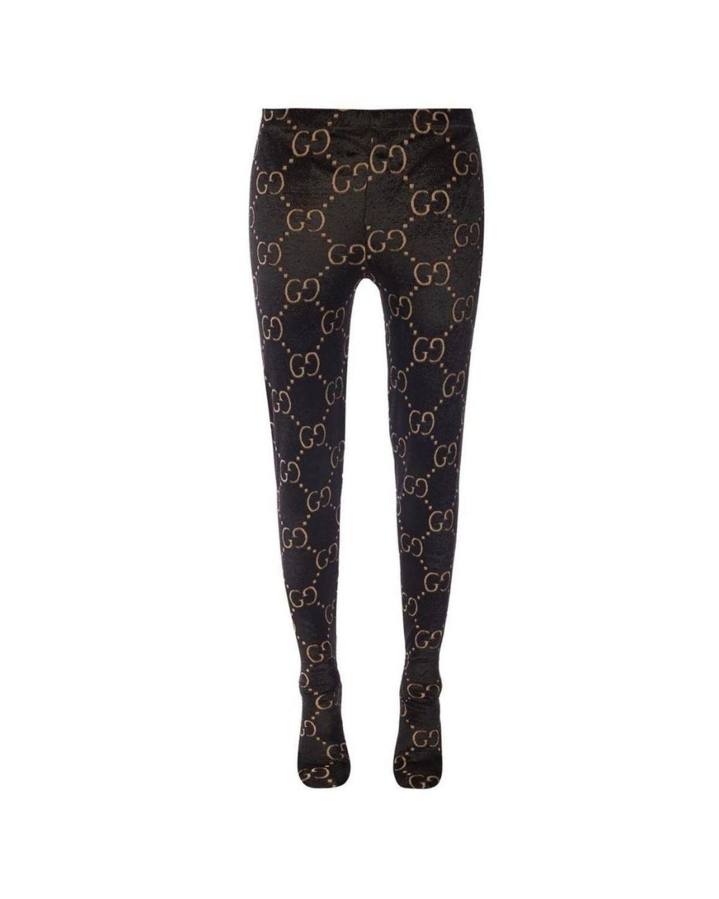 Gucci Black Jacquard Logo Wool Tights