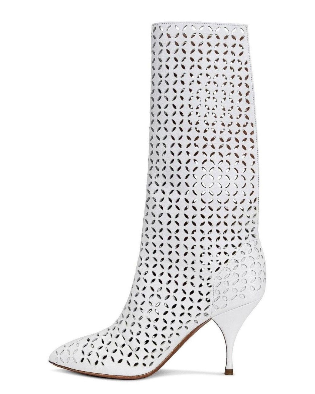 Alaïa Multicolor Petal Perforated Knee Boots