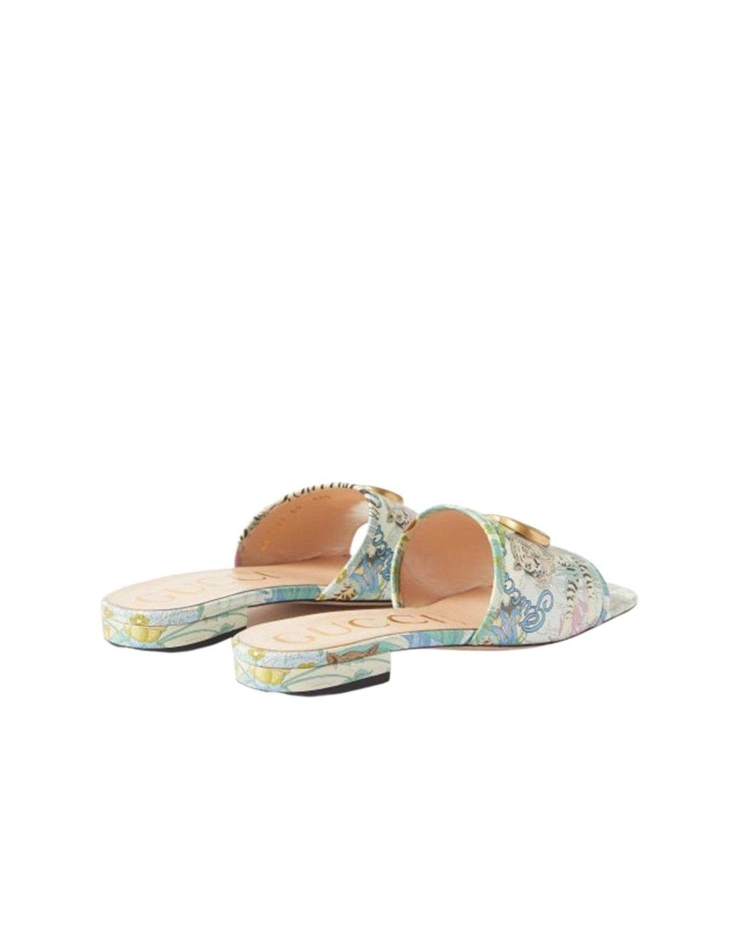 Gucci Metallic Tiger-print Leather Slides
