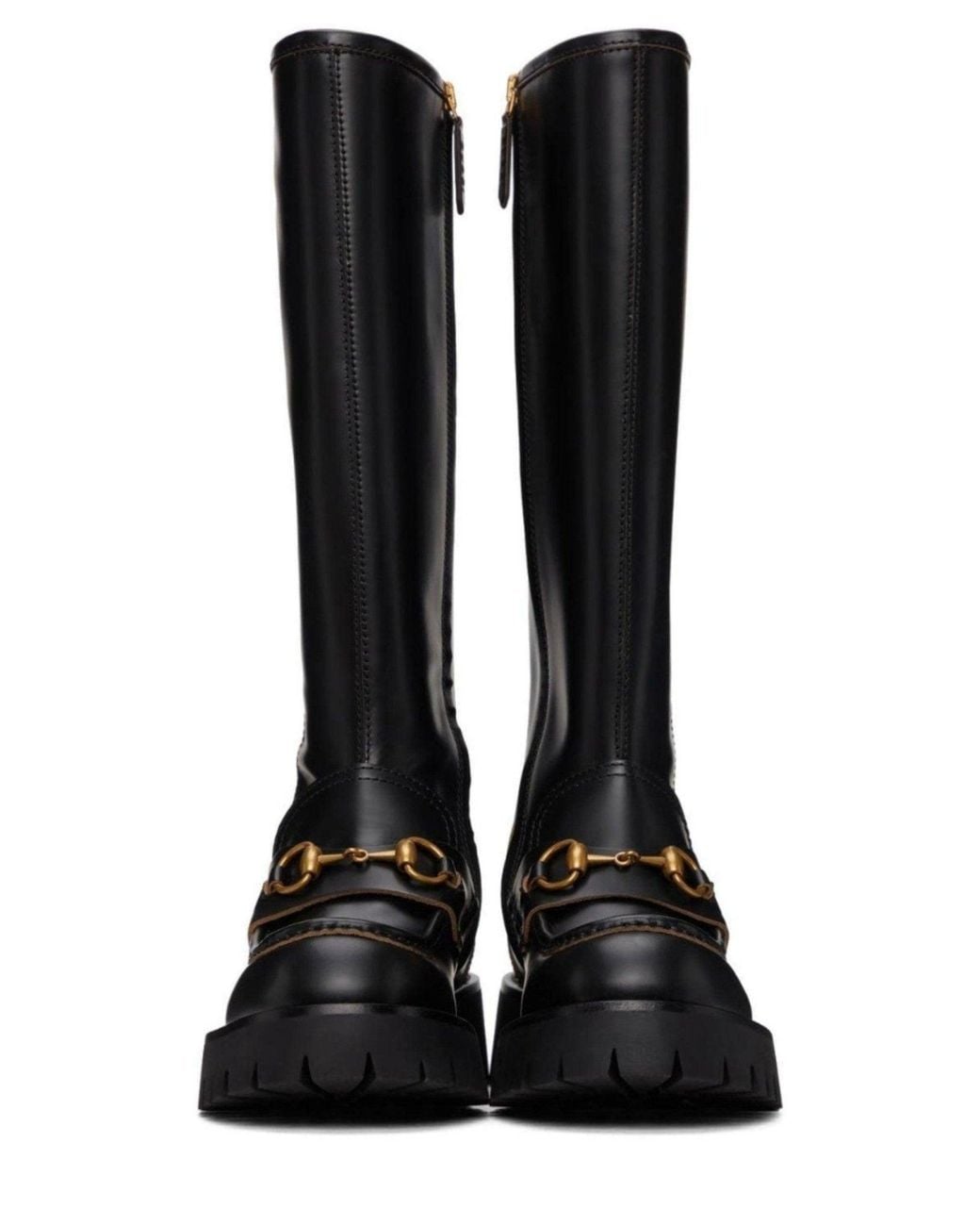 Gucci Black Horsebit Detail Knee-high Boots
