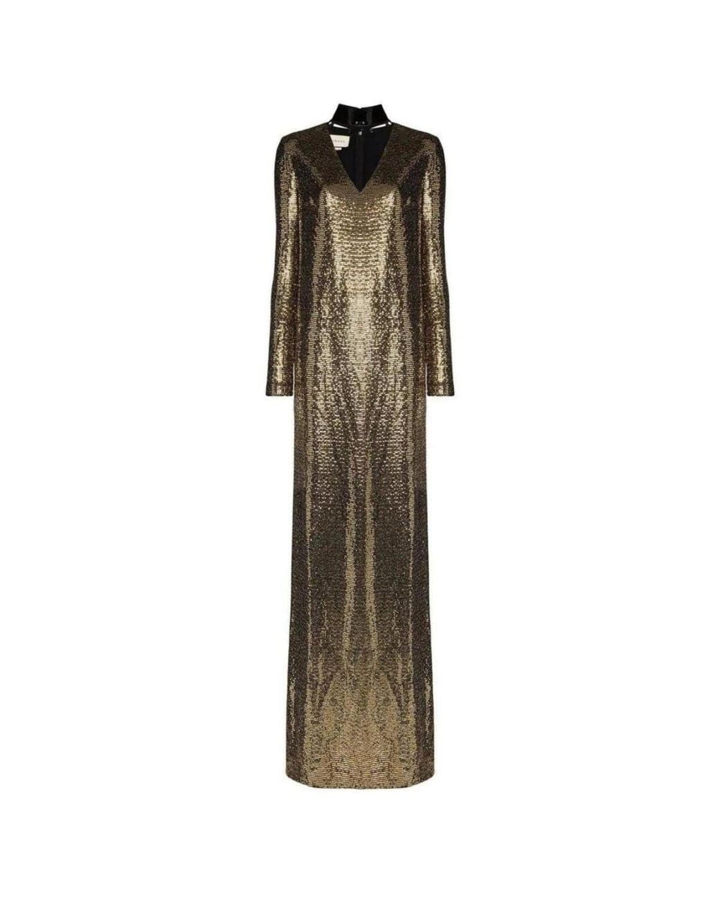 Gucci Natural Patent Choker Chainmail Gown