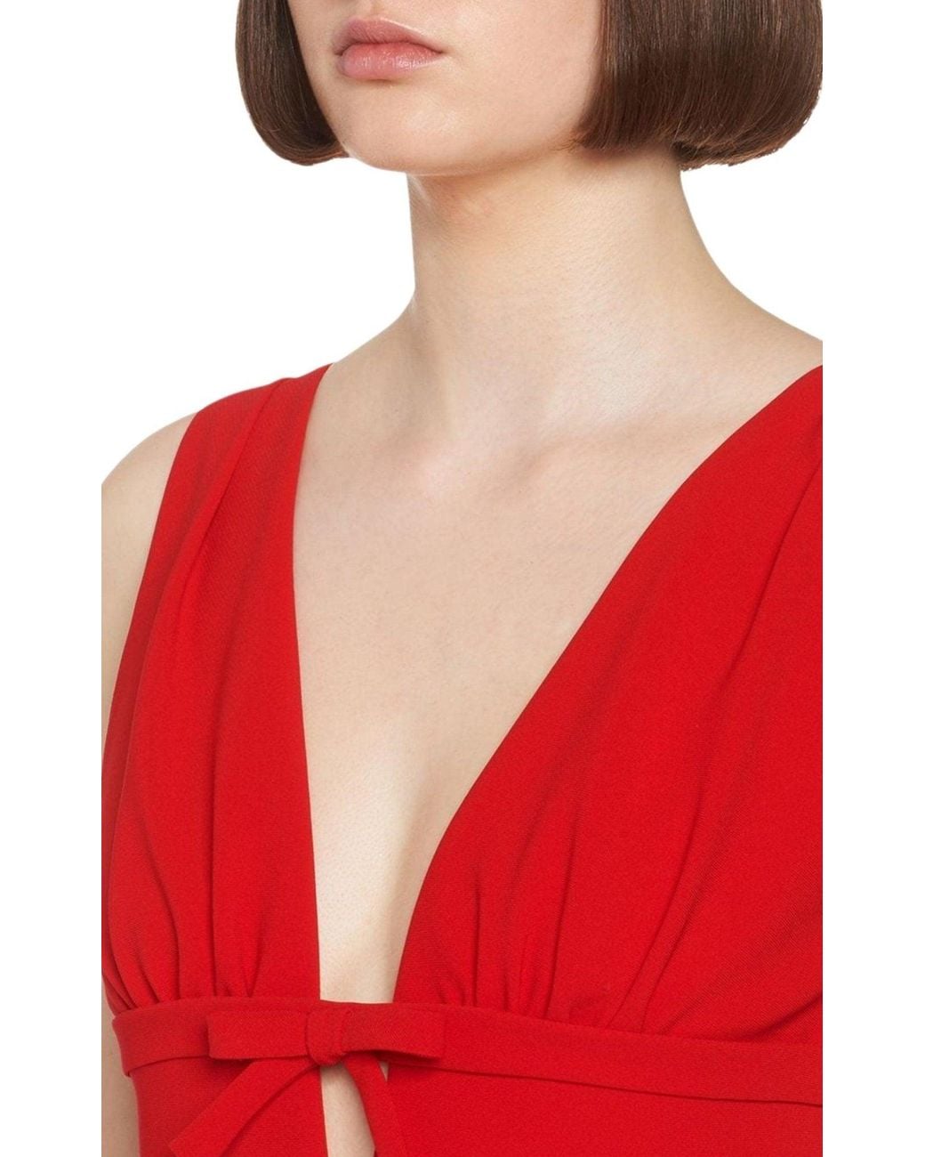 Miu Miu Red Bow-embellished Cady Dress