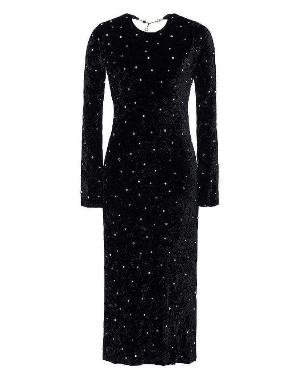 Miu Miu Black Open-back Crystal-embellished Crushed-velvet Midi Dress It 38