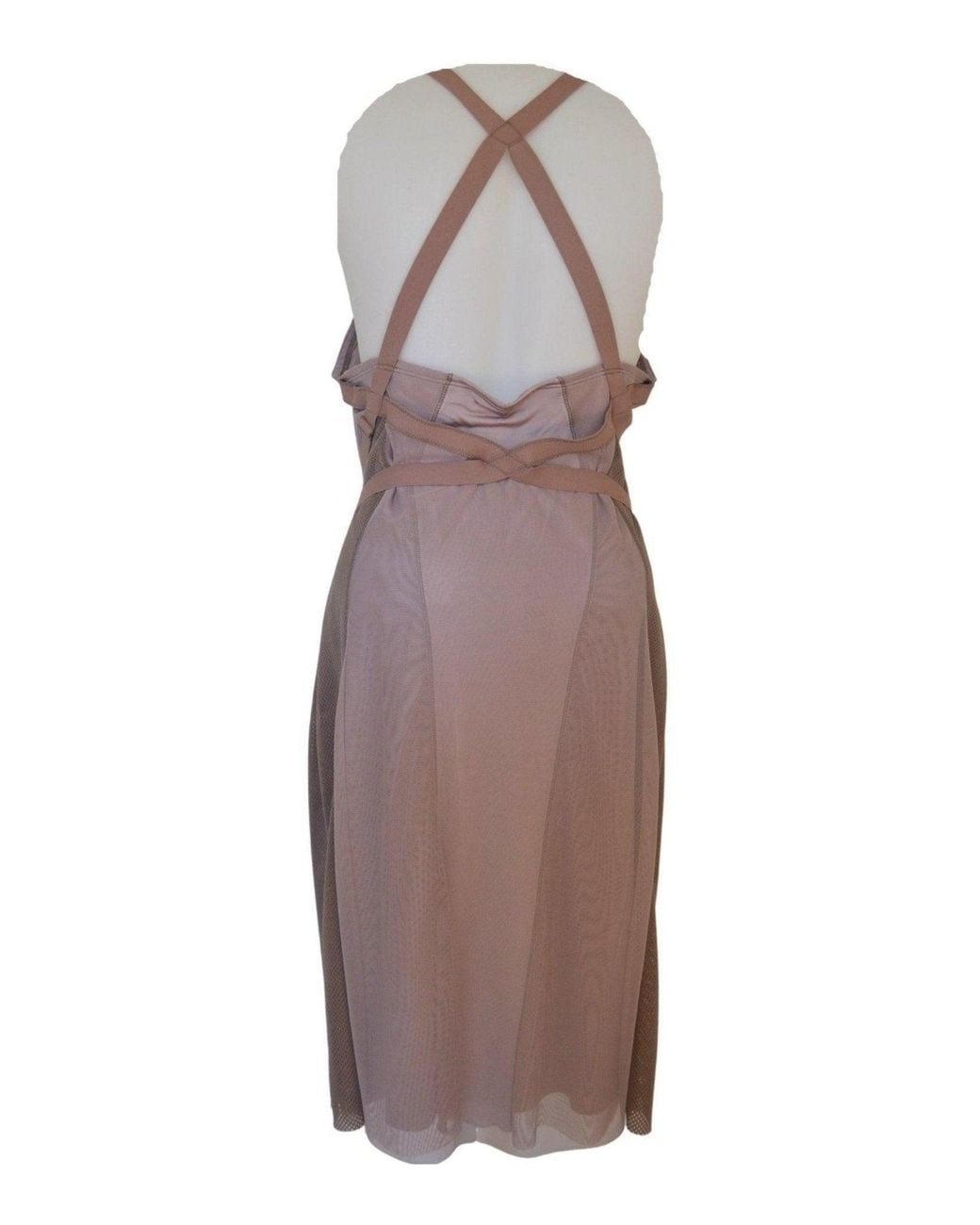 BCBGMAXAZRIA Brown Abbie Sleeveless Contrast-lace Dress