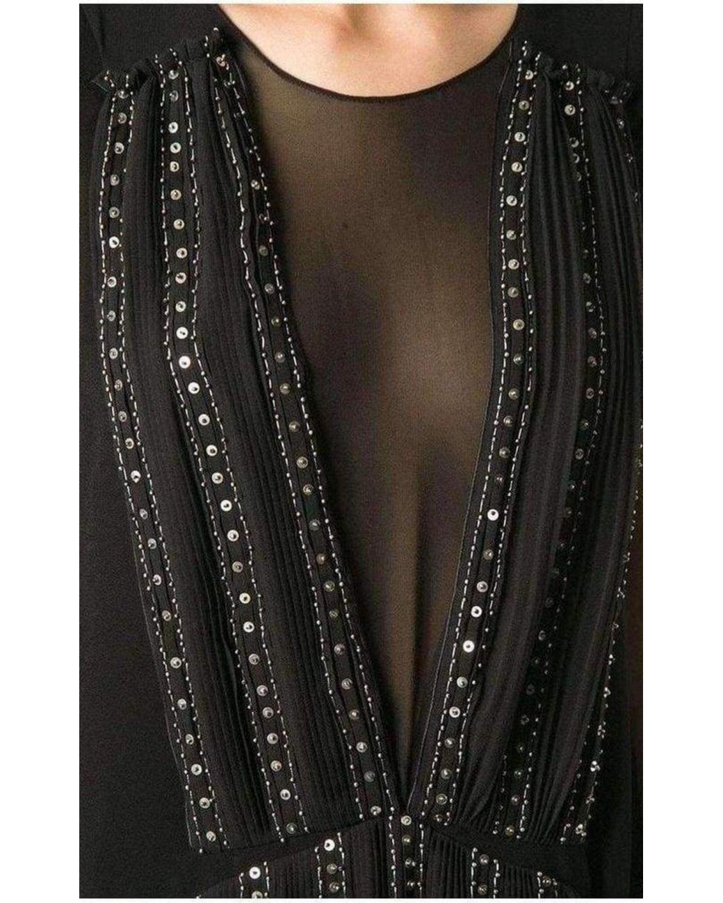 Vanessa Bruno Black Embellished Silk Cocktail Dress
