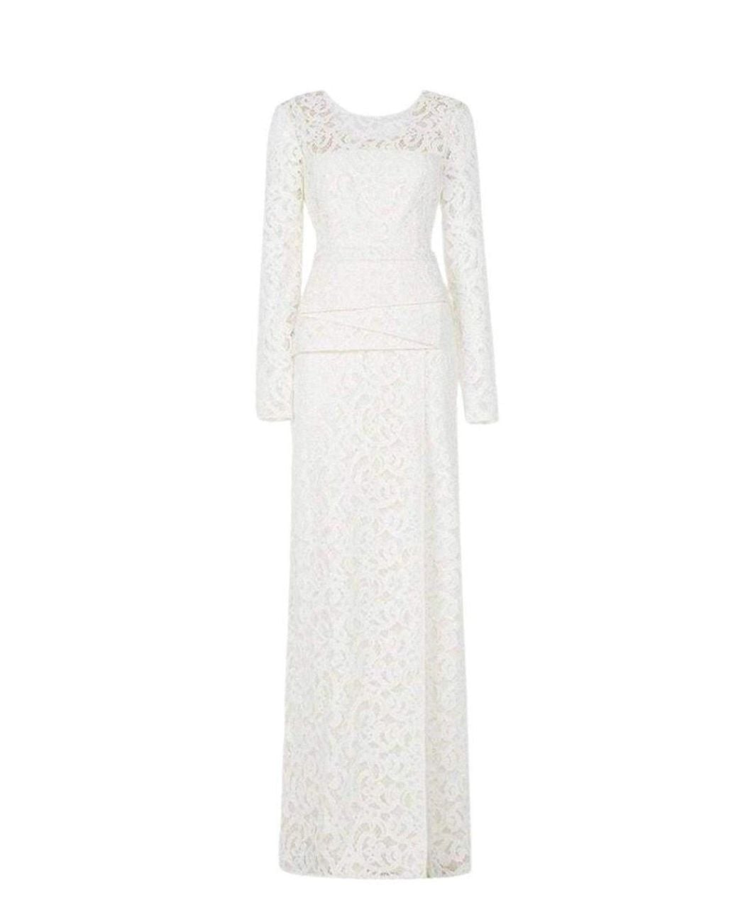 BCBGMAXAZRIA White Elizabella Cutout Lace Gown