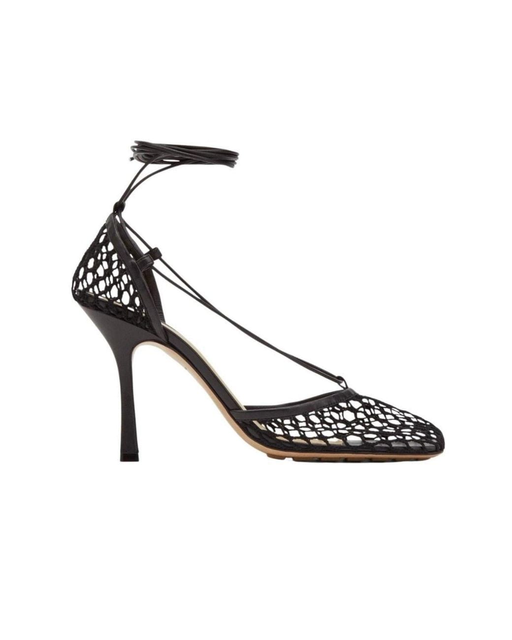 Bottega Veneta Black Fishnet Mesh Leather Sandal