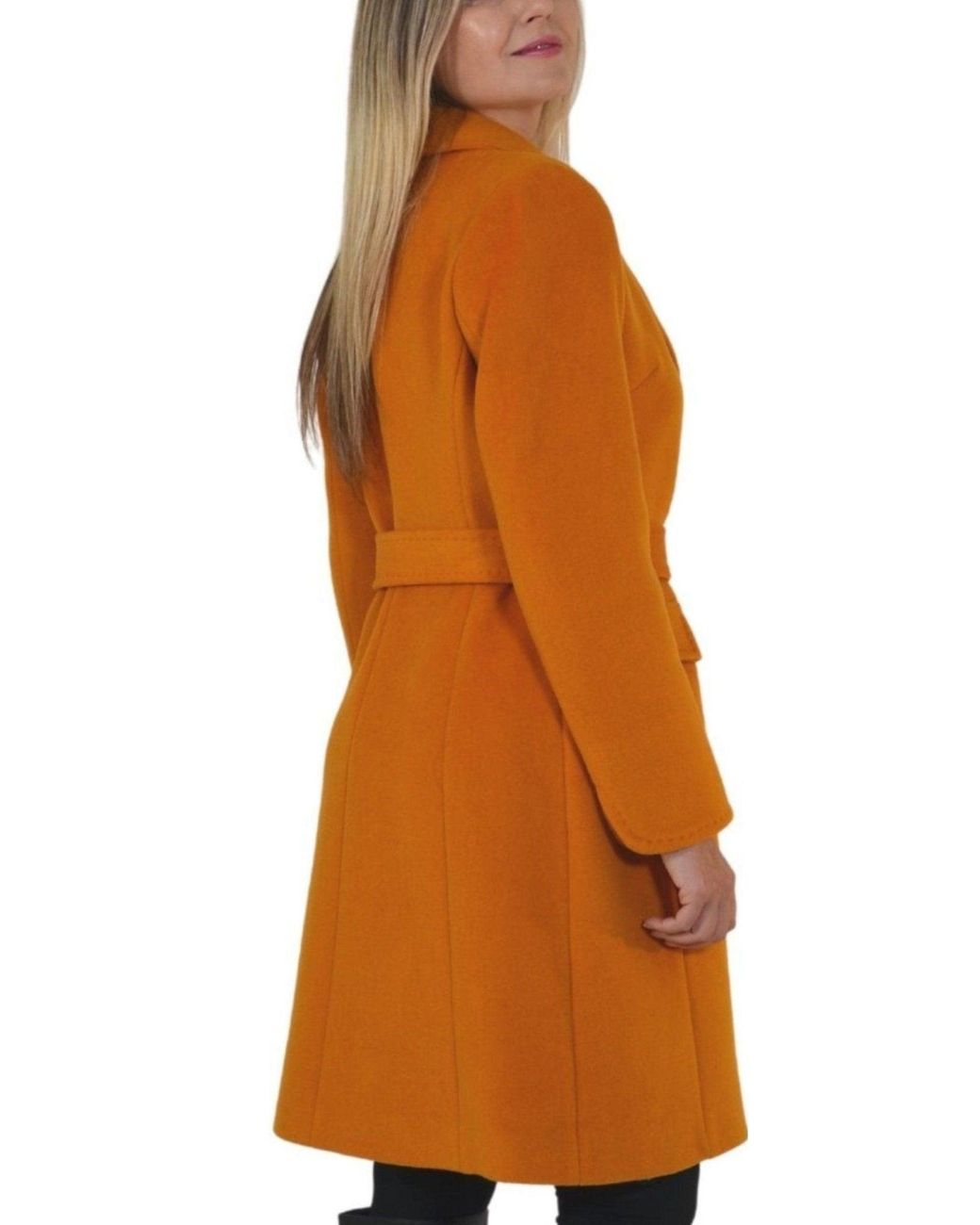 Cult Moda Orange Belted Wool Blend Coat