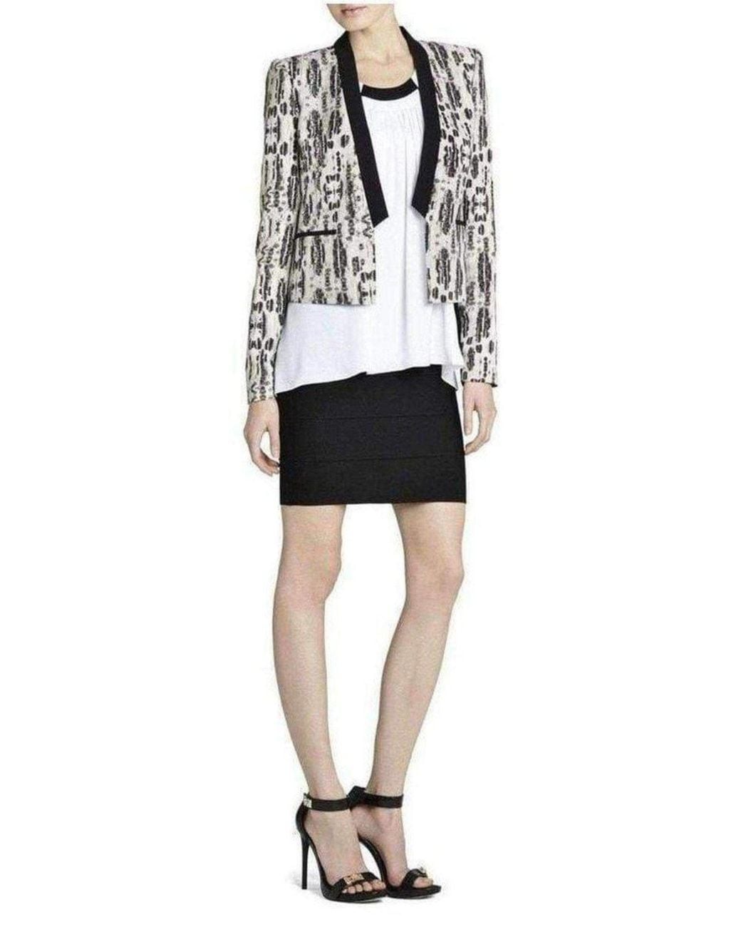 BCBGMAXAZRIA Black Guy Printed Jacket