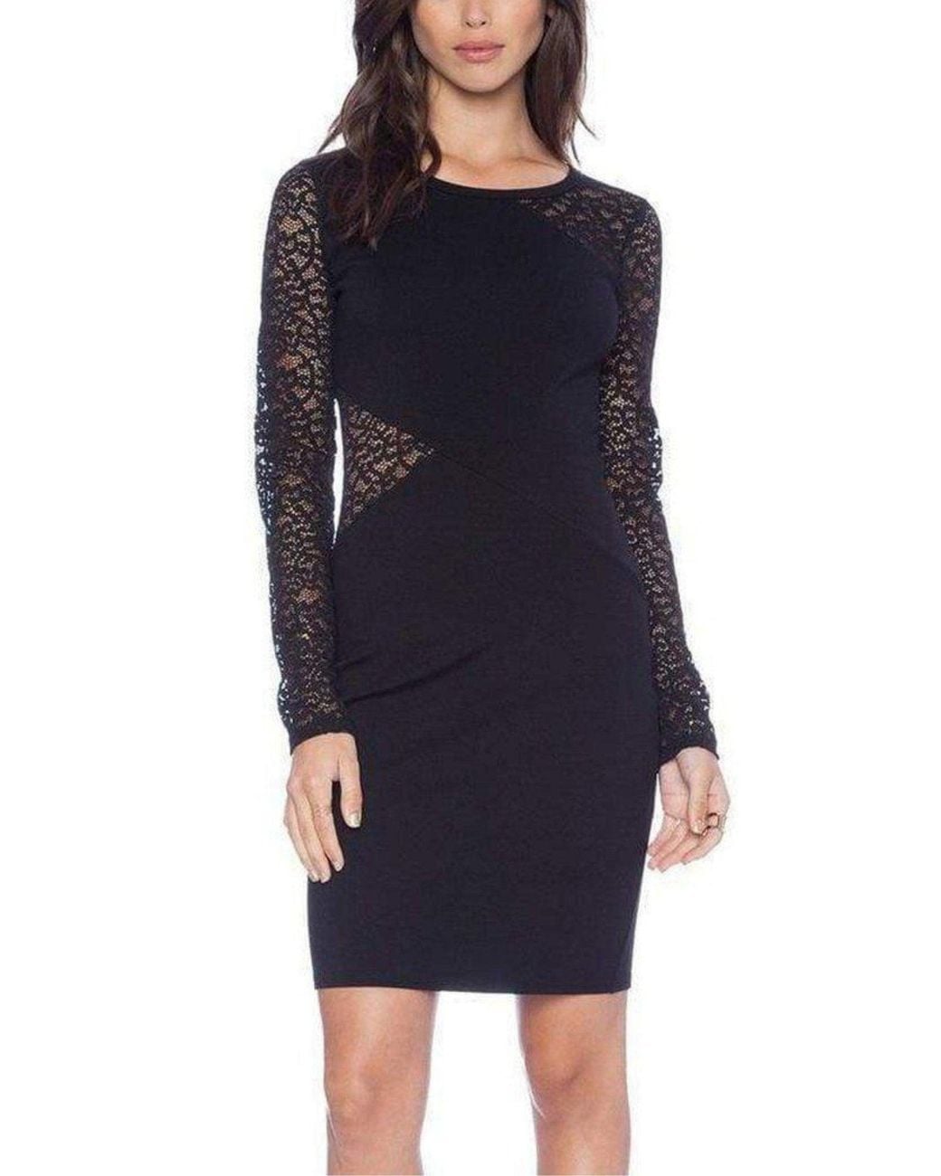 BCBGMAXAZRIA Black Jorden Lace-contrast Body-con Dress
