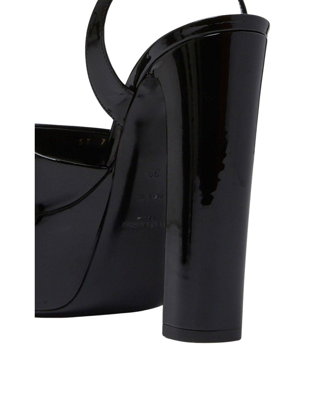 Saint Laurent Black Sexy 95 Patent Platform Sandal