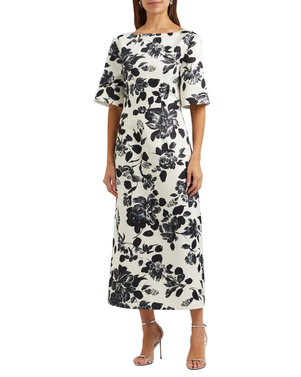 Emilia Wickstead White Kora Floral Print Twill Midi Dress
