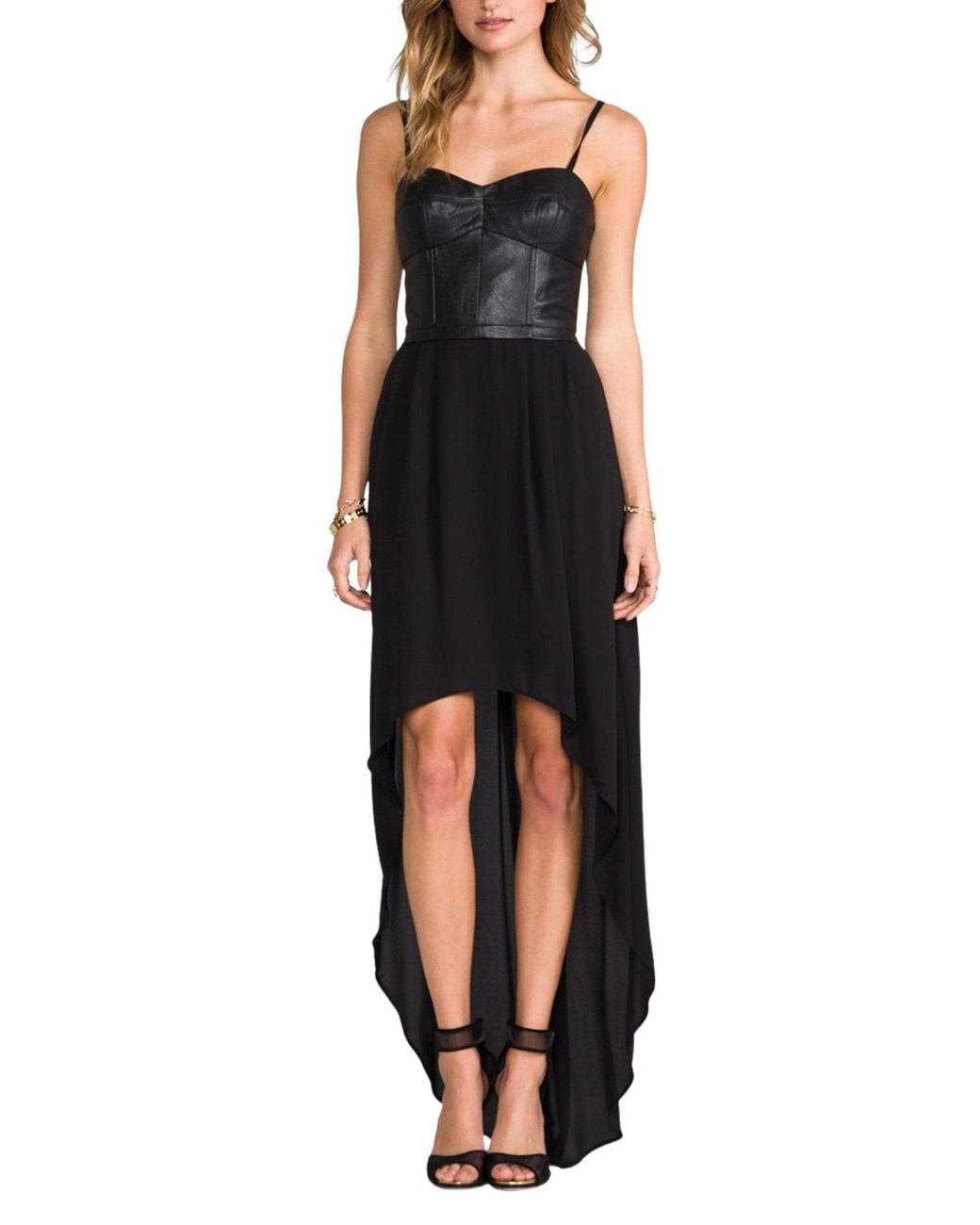 BCBGMAXAZRIA Black Leandra Bustier Draped Dress