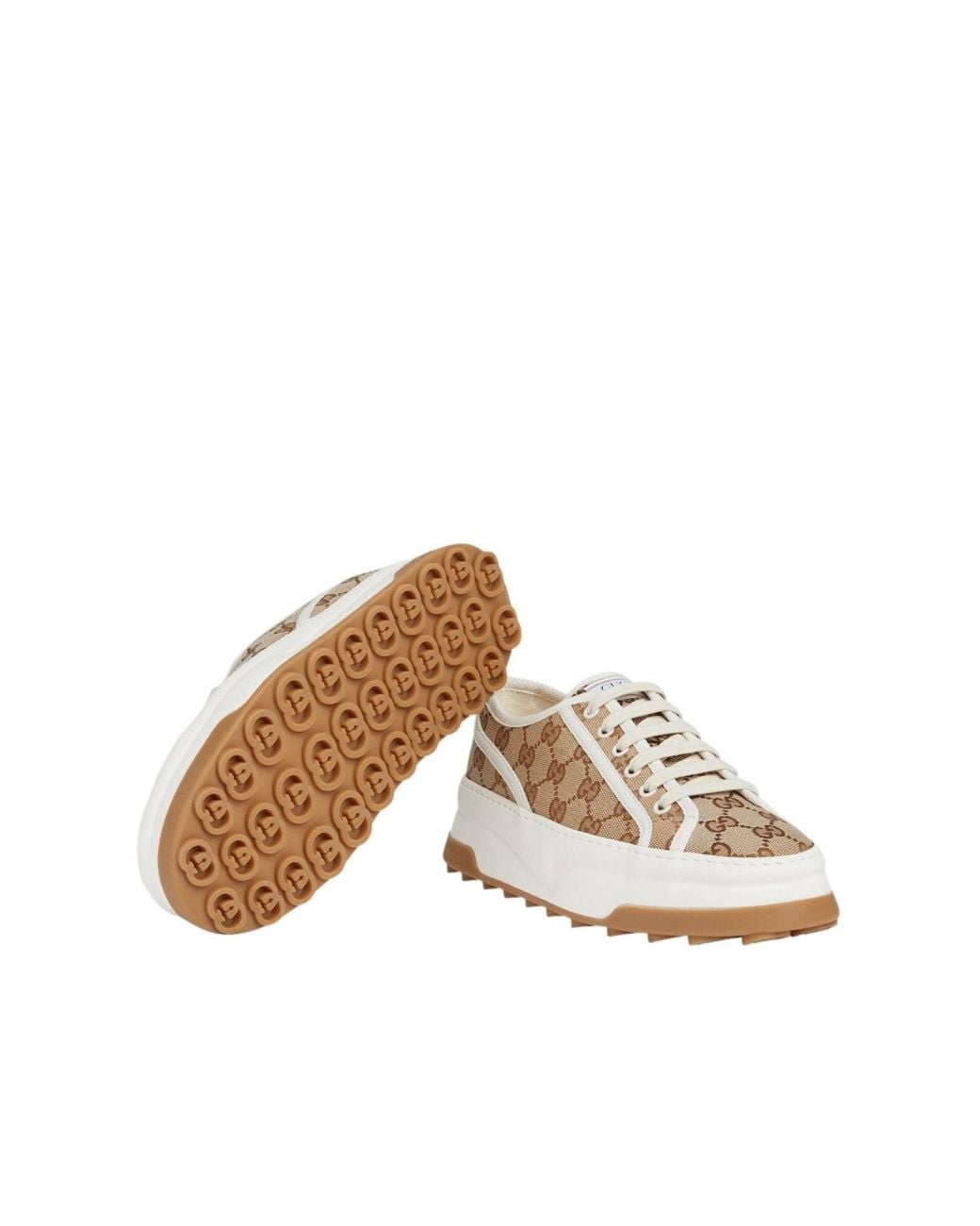 Gucci White GG Canvas Platform Sneaker In Beige