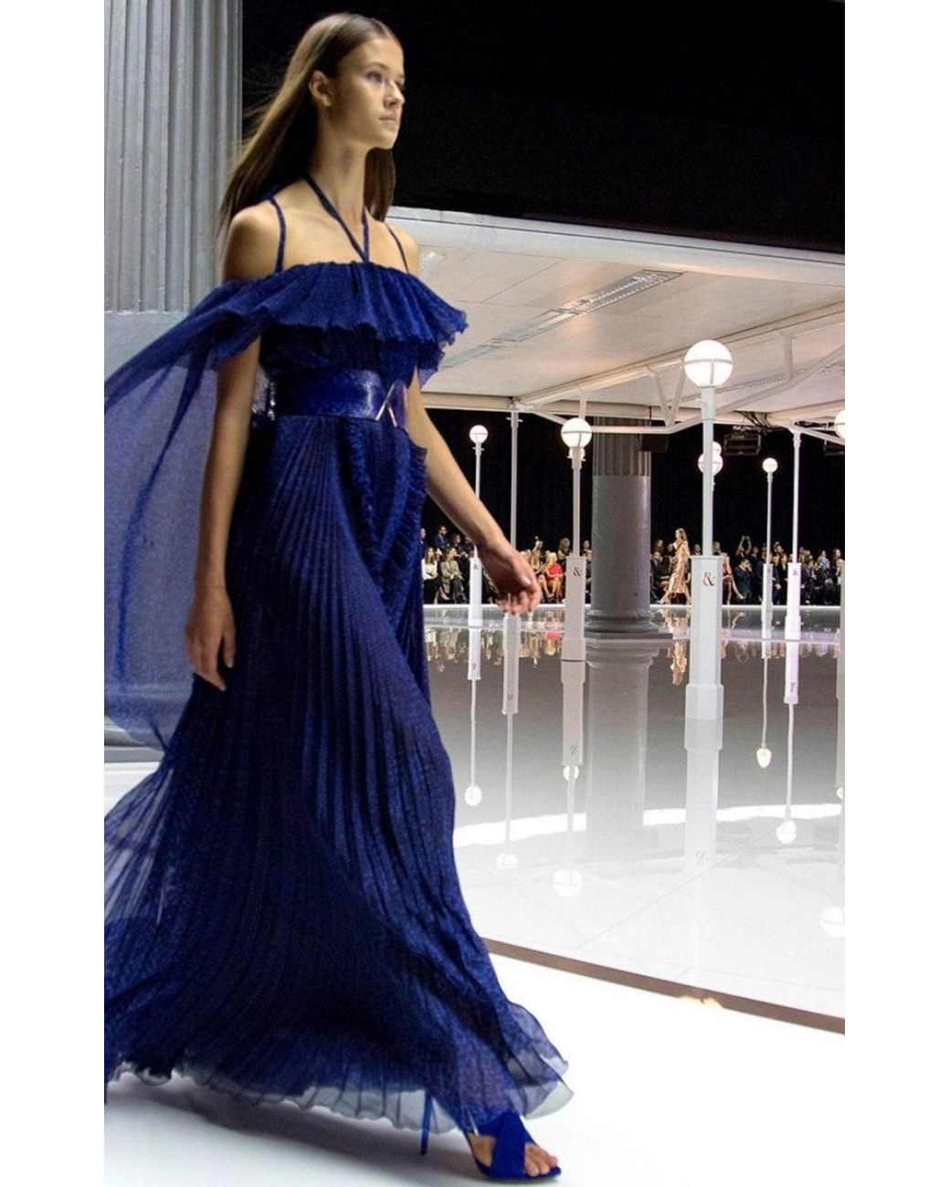 Ralph & Russo Blue Silk Ball Cape Gown