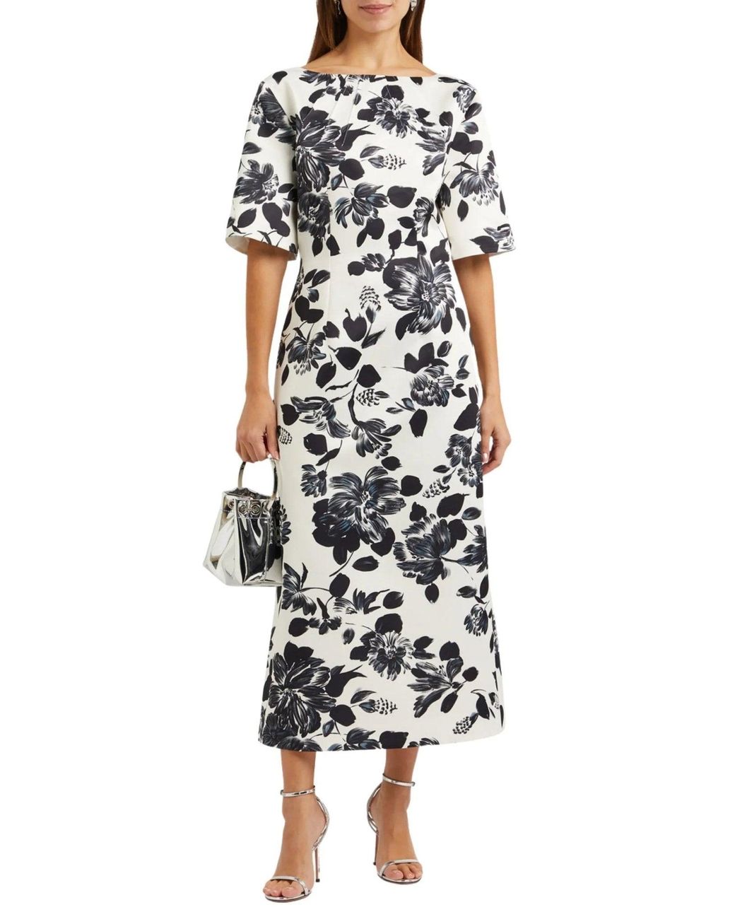 Emilia Wickstead White Kora Floral Print Twill Midi Dress