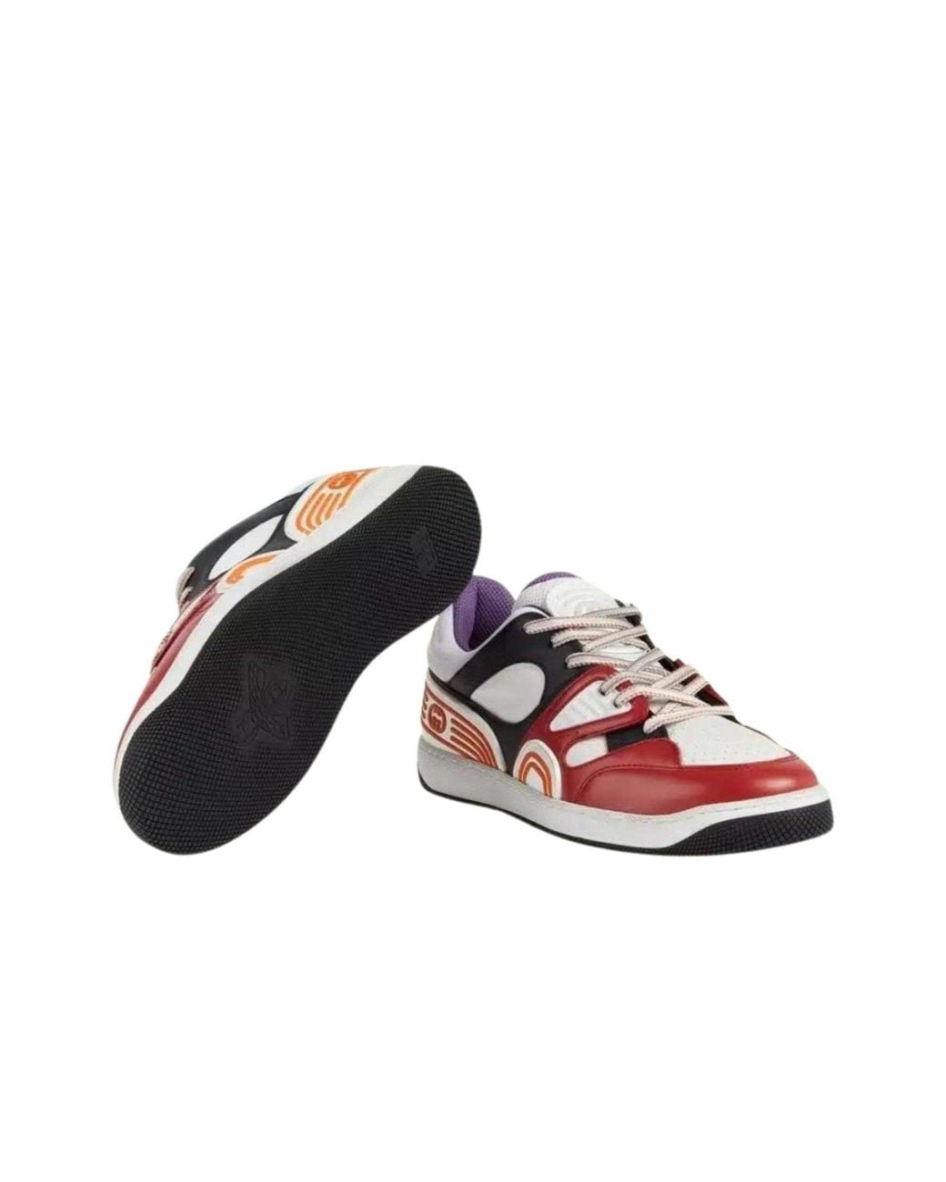 Gucci Red Basket Lace-up Sneakers - Men's for men