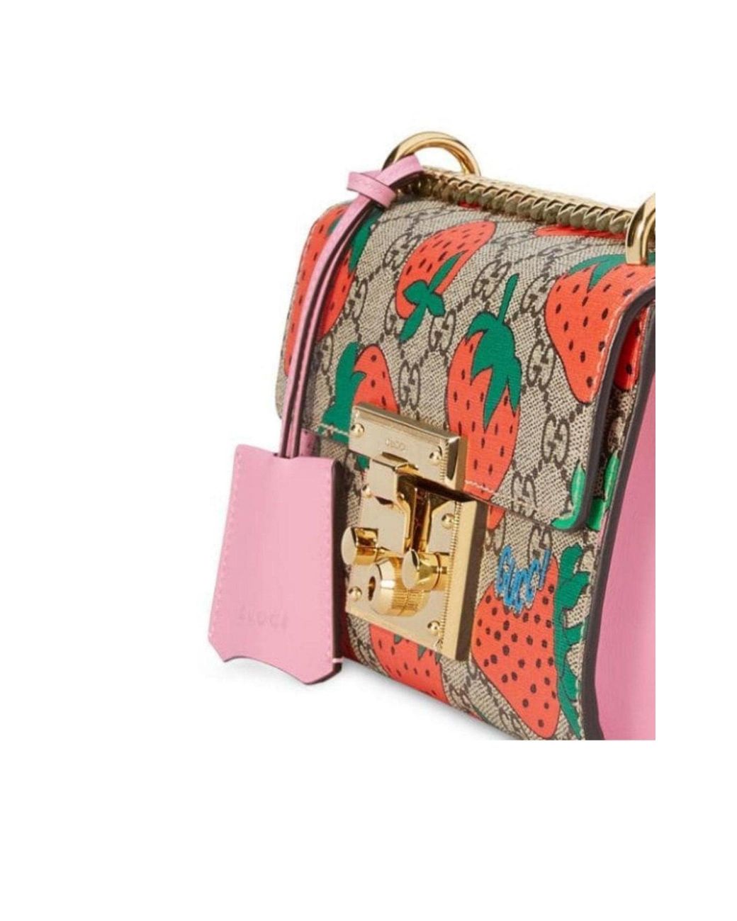 Gucci Red Padlock Gg Strawberry Small Shoulder Bag