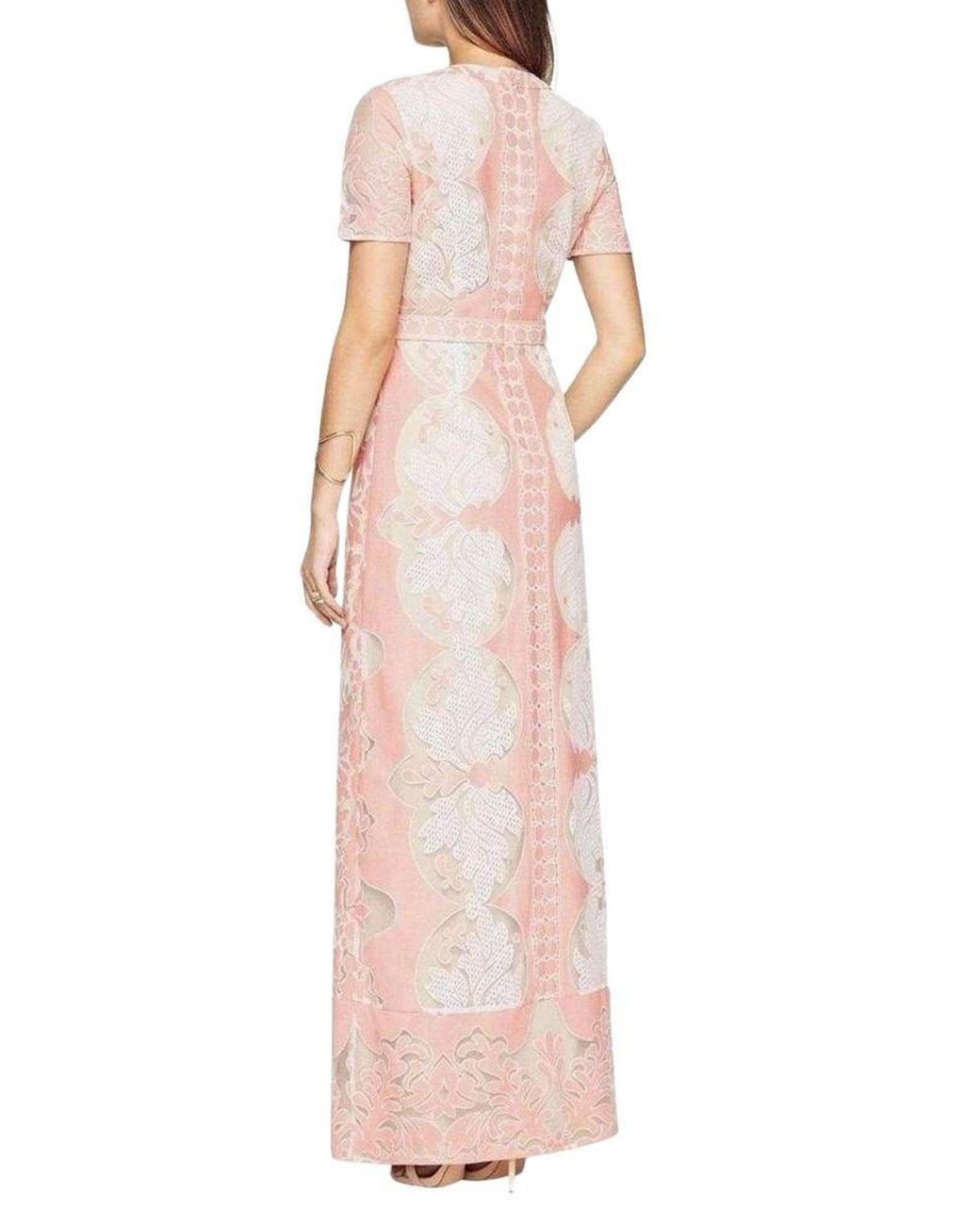 BCBGMAXAZRIA Pink Cailean Short Sleeve Lace Dress
