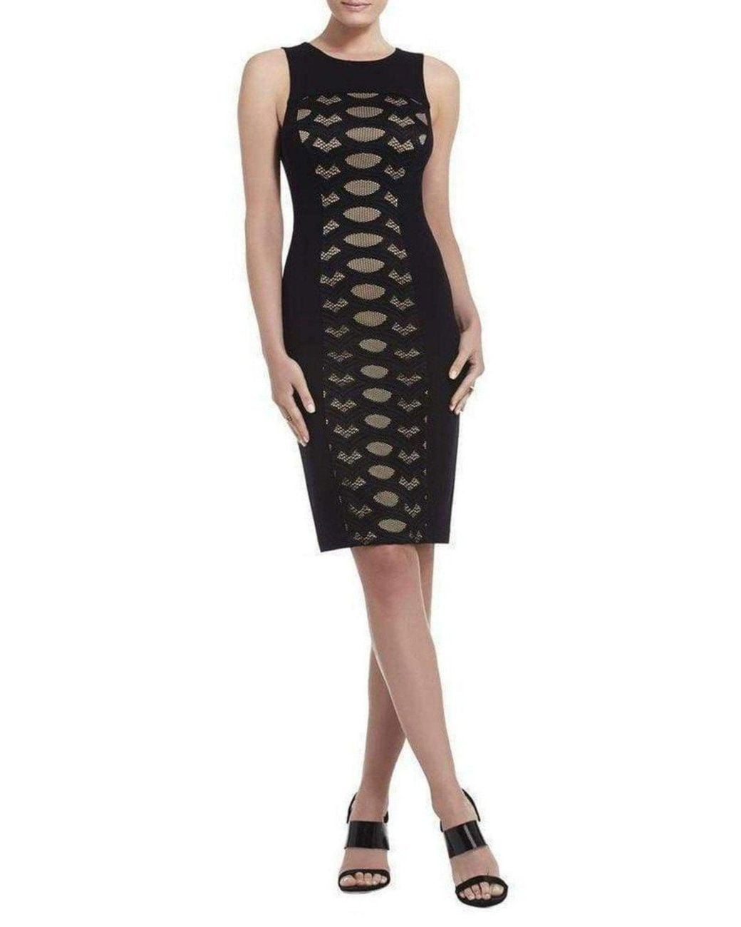 BCBGMAXAZRIA Black Leona Lace Dress With Contrast Ponte Dress