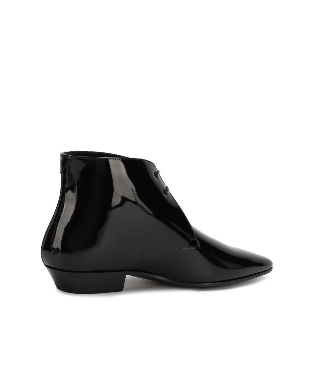 Saint Laurent Black Pathen Leather Ankle Boots