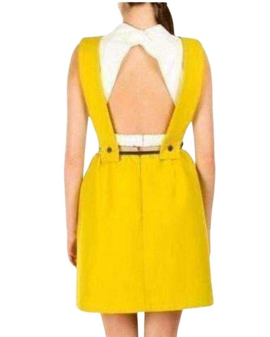 Carven Yellow Open Back Pinafore Dress