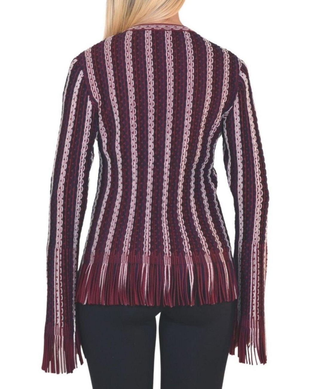 Alaïa Purple Seamed Knit Moto Fringe Jacket