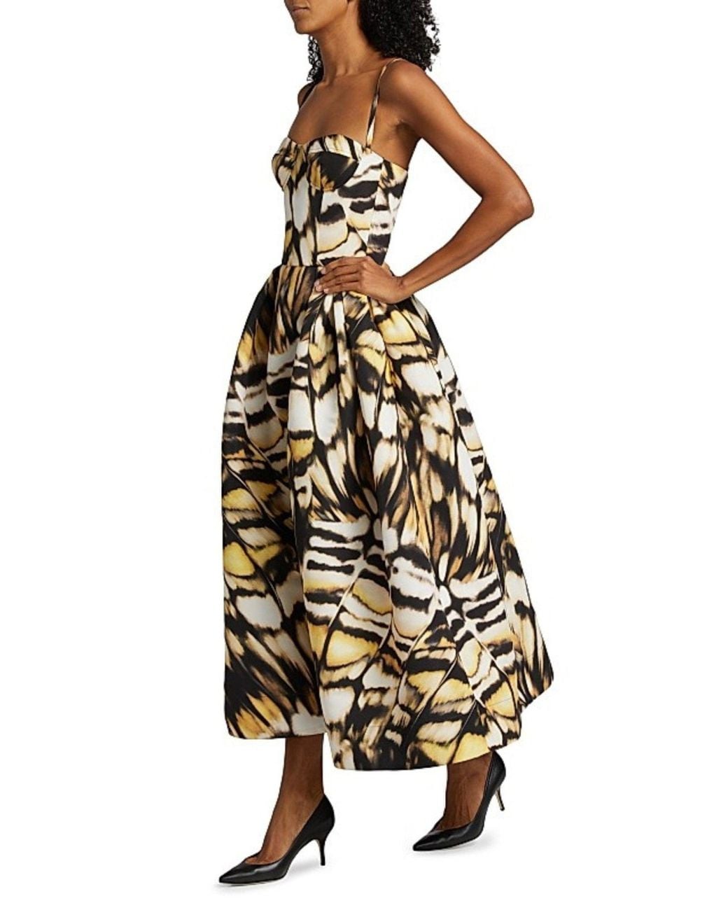Oscar de la Renta Multicolor Abstract Butterfly Faille Dress