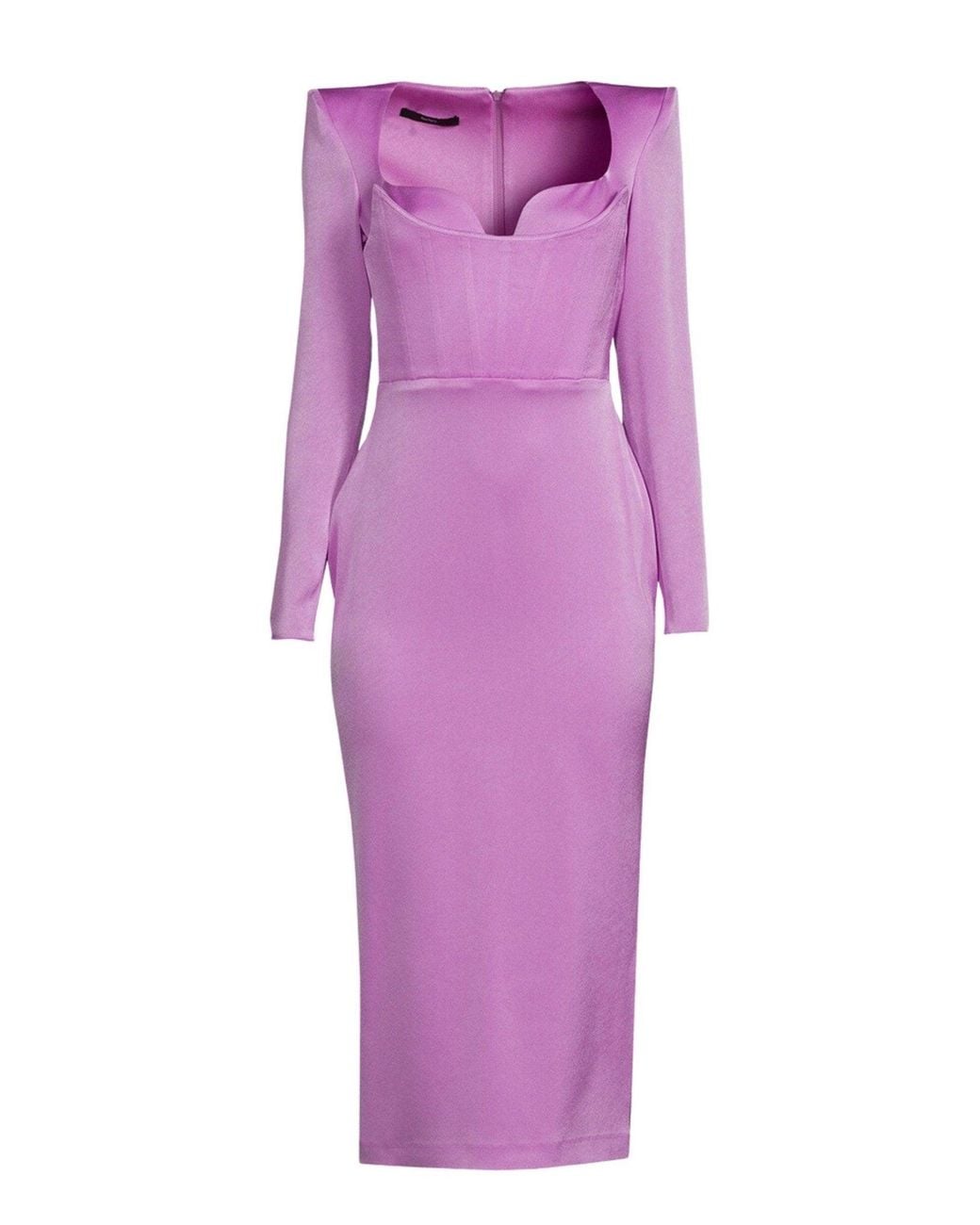 Alex Perry Purple Sweetheart Bustier Satin-crepe Midi Dress