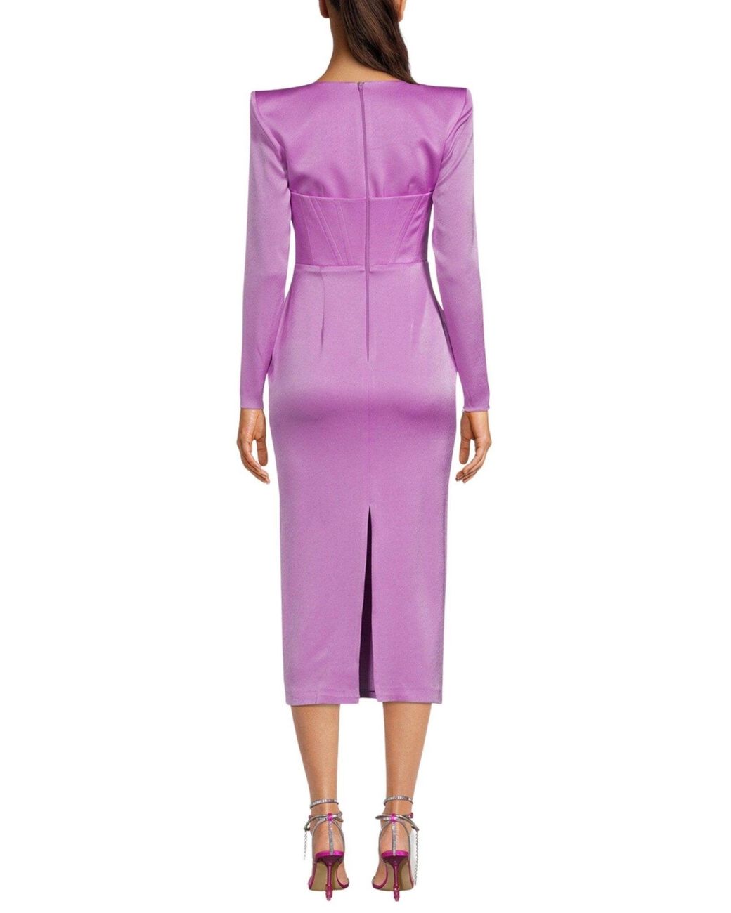 Alex Perry Purple Sweetheart Bustier Satin-crepe Midi Dress