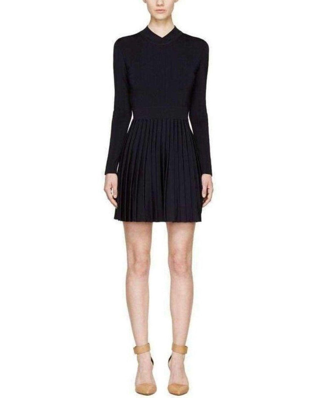 Balmain Black Ribbed Stretch Knit Mini Dress