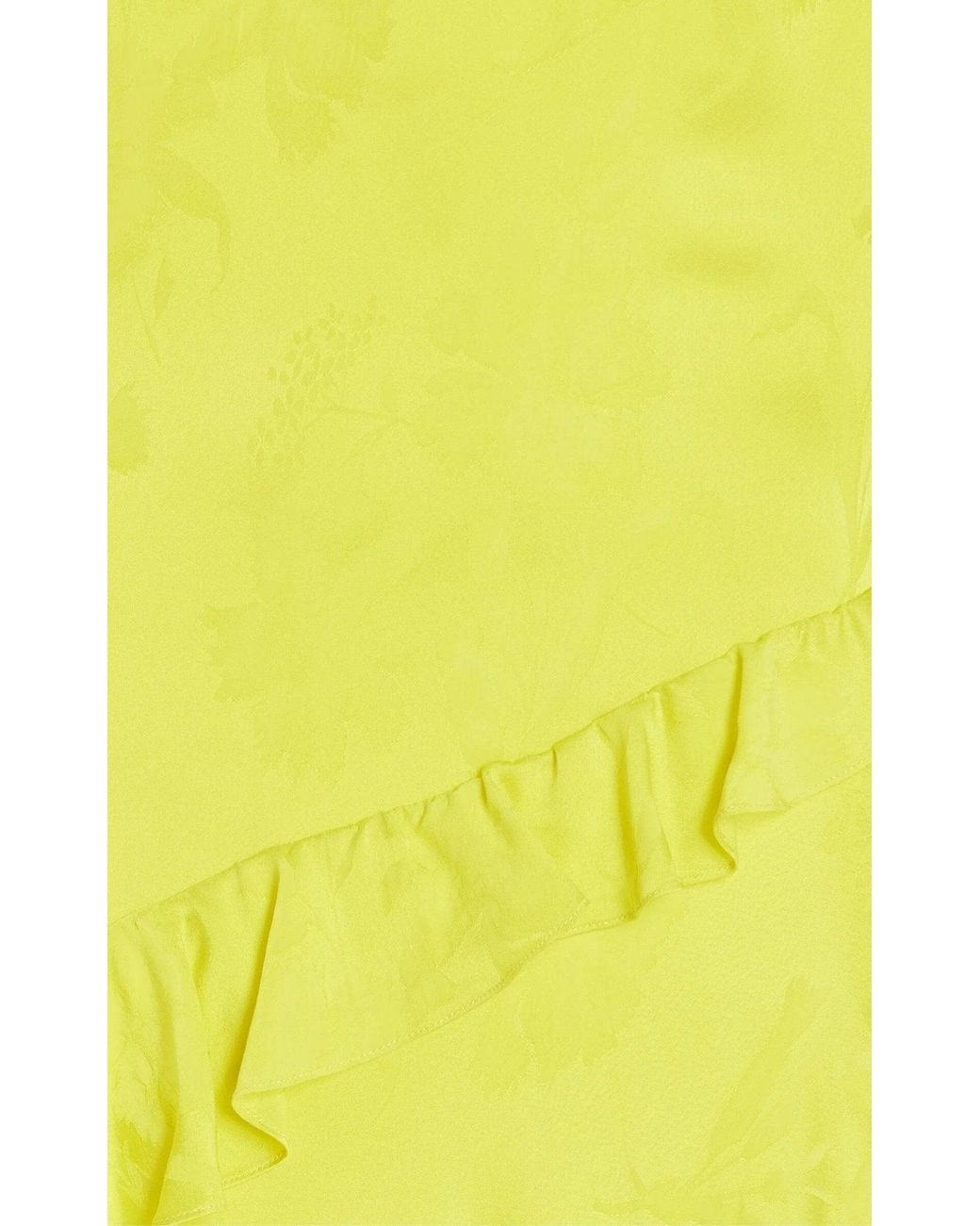 Alejandra Alonso Rojas One Shoulder Yellow Silk Ruffle Dress