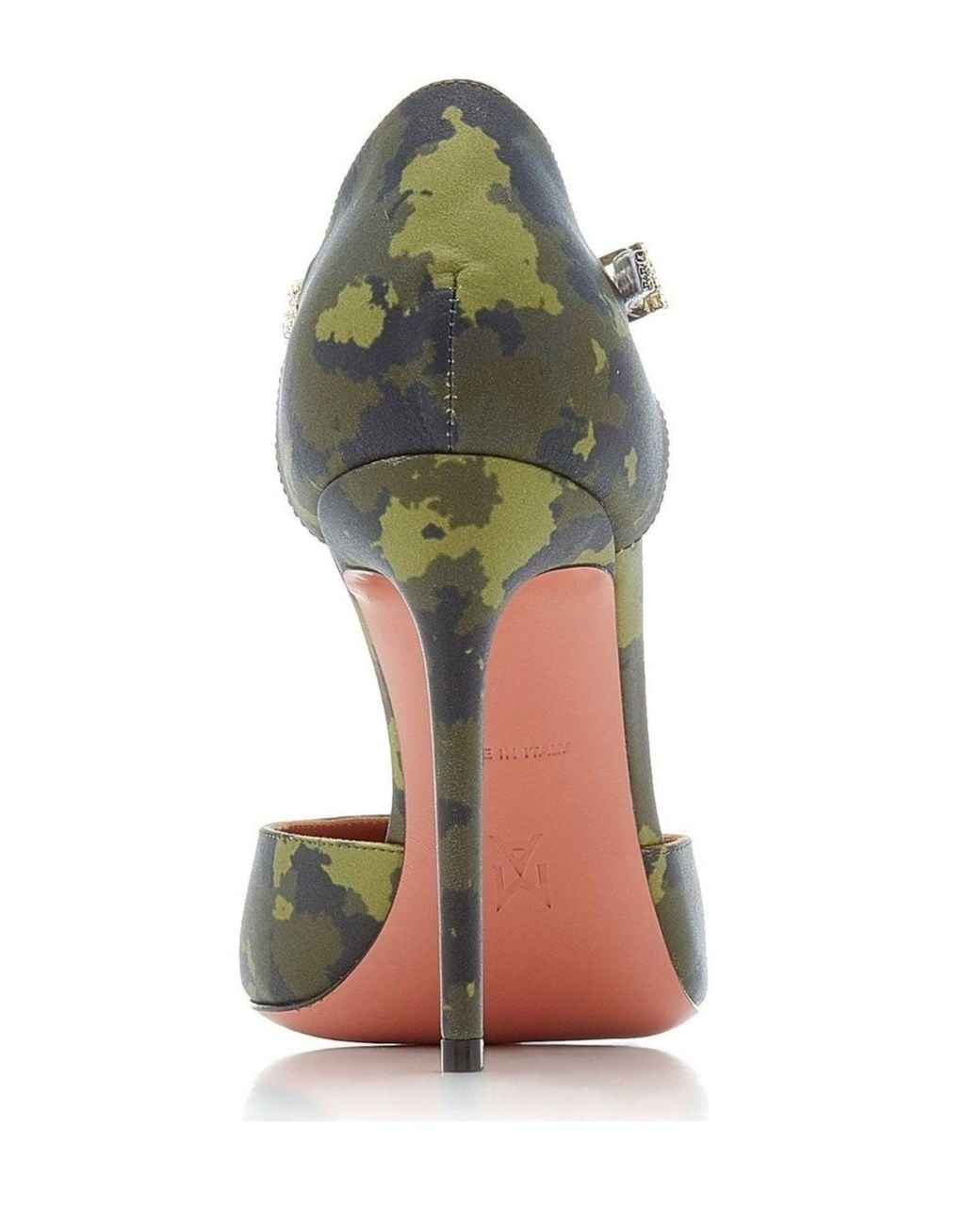 AMINA MUADDI Green Usrina Crystal-embellished Camouflage-satin Pumps