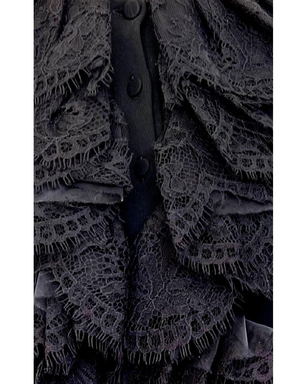 Gucci Blue Black Ruffle Lace Mini Dress
