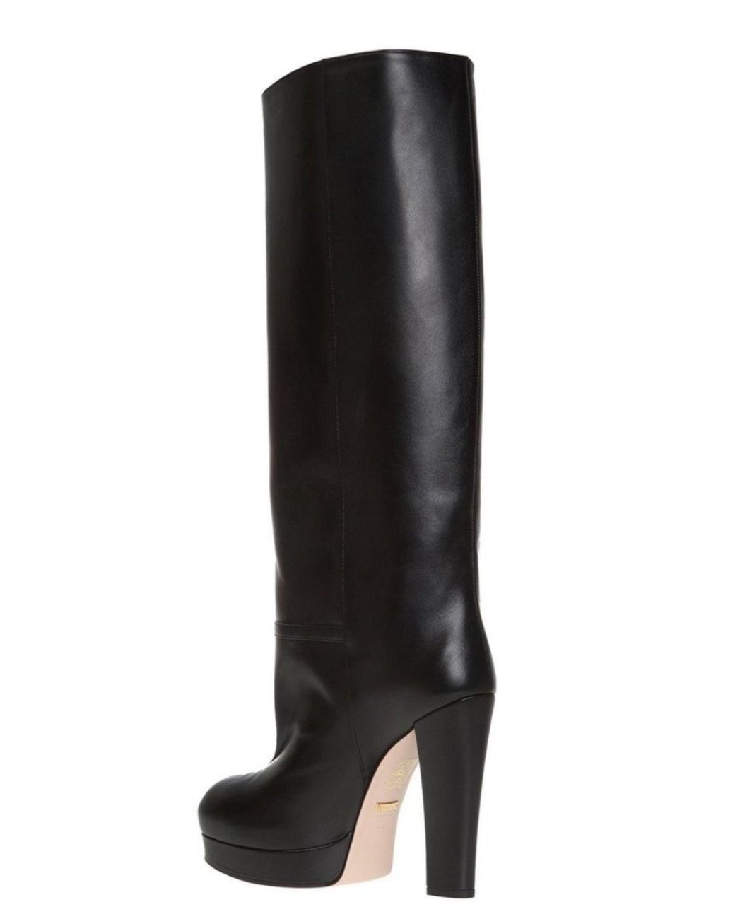 Gucci Black Leather Platform Knee High Boots