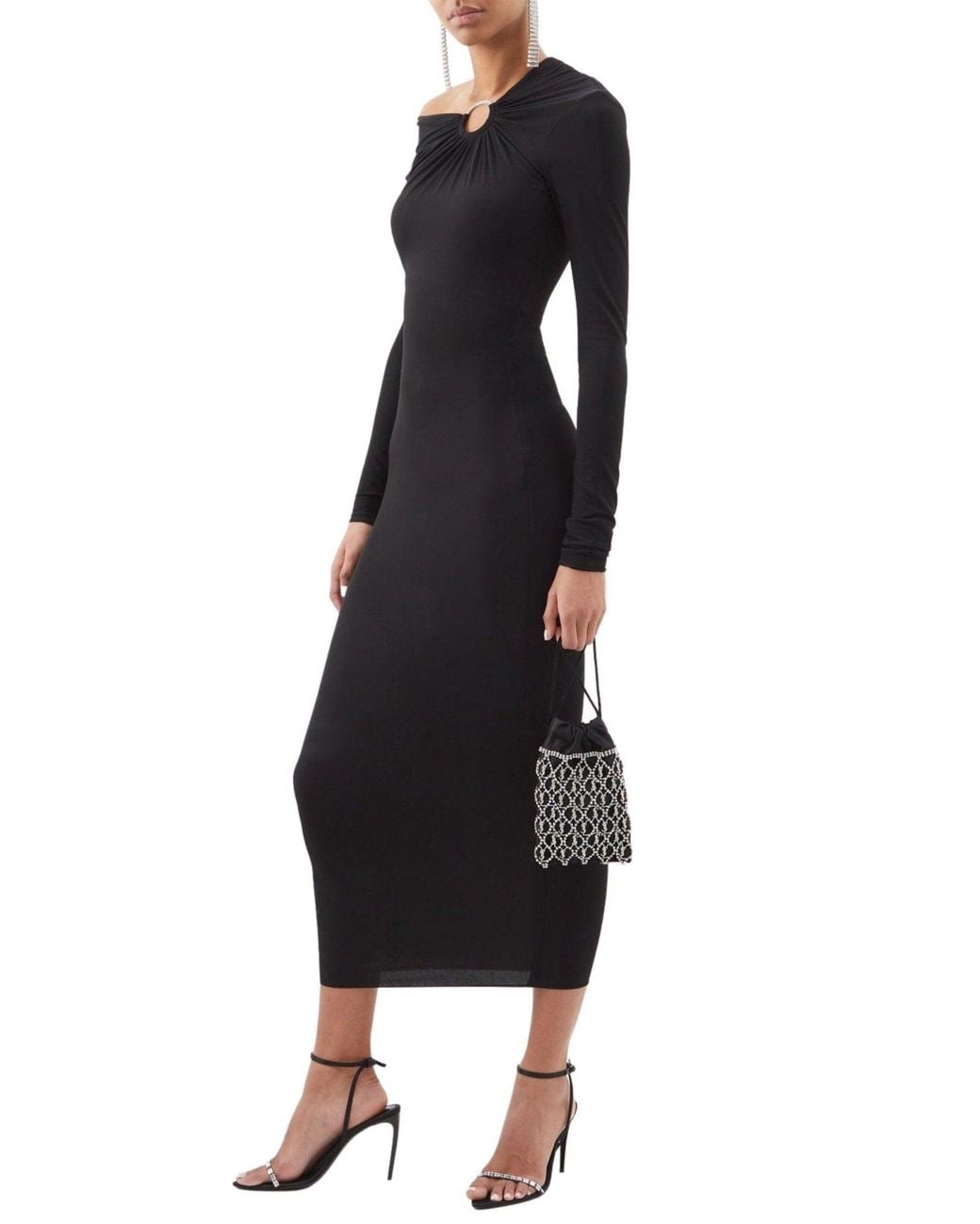 Alexandre Vauthier Blue Embellished Jersey Off-the-shoulder Dress