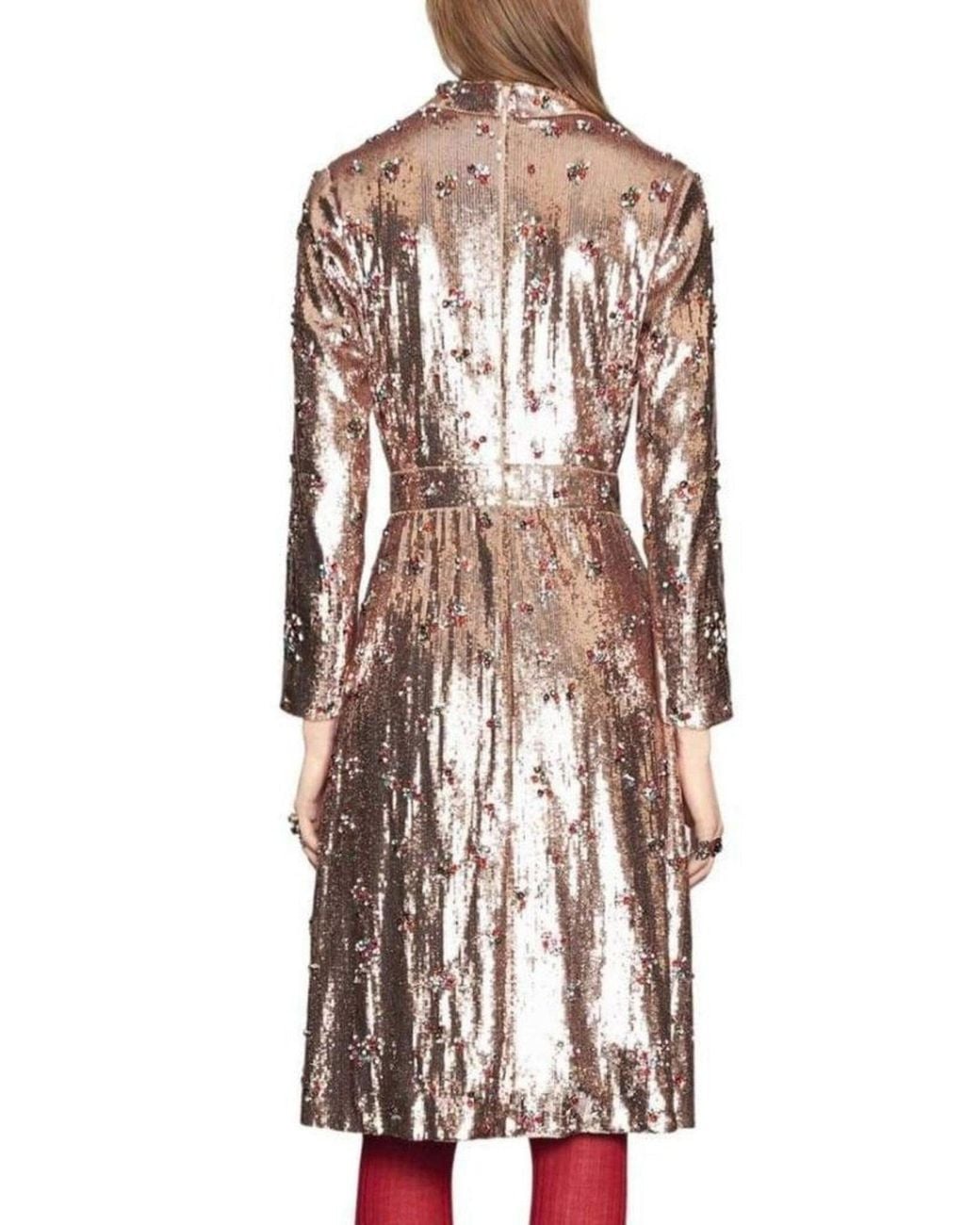 Gucci Brown Sequins With Crystal Embroidered Dress