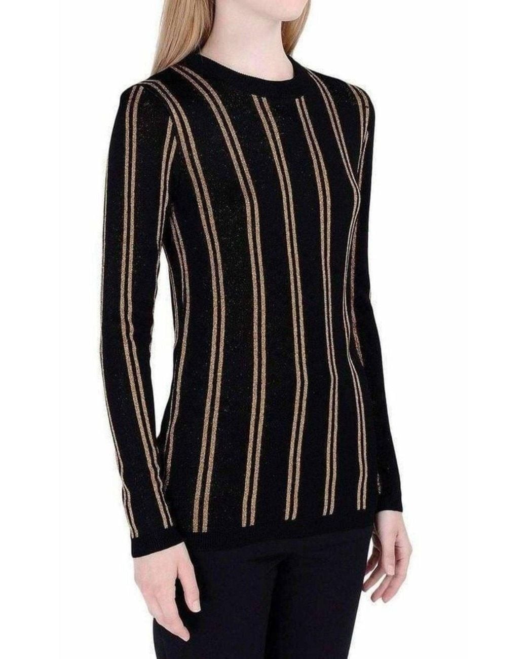 Balmain Black & Gold Striped Knit Sweater