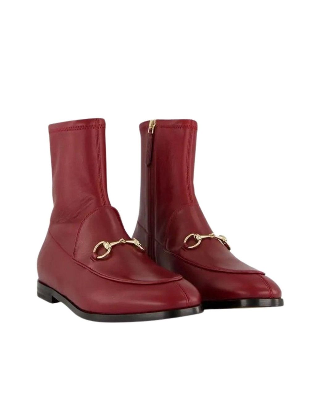 Gucci Red Jordaan Burgundy Leather Ankle Boots