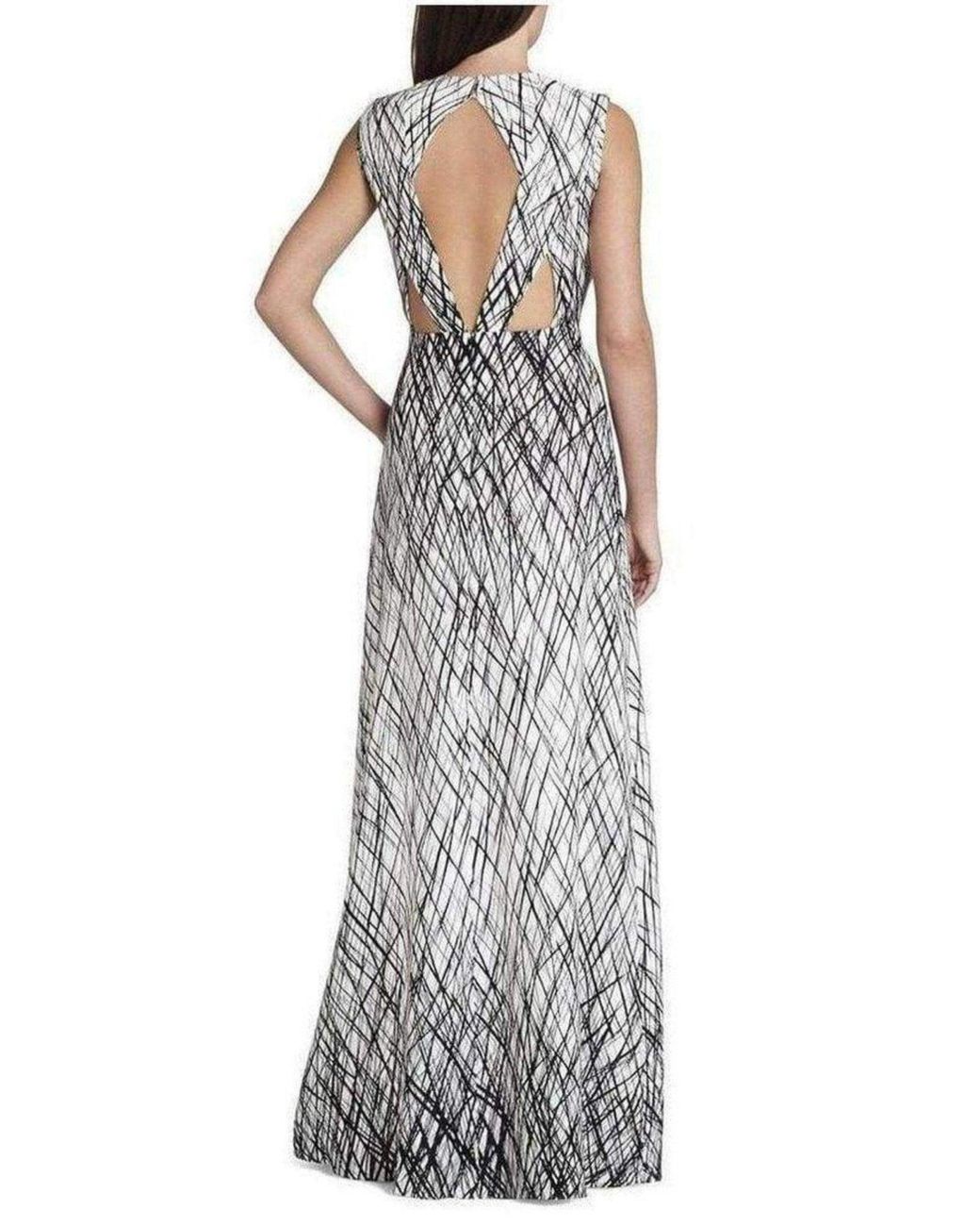 BCBGMAXAZRIA Blue Sleeveless Printed Gown Dress