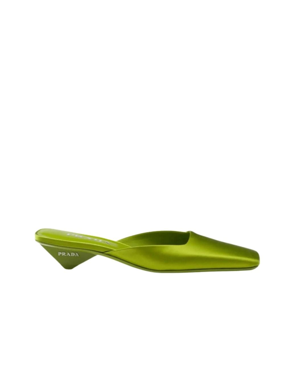 Prada Green Square-toe Satin Mules