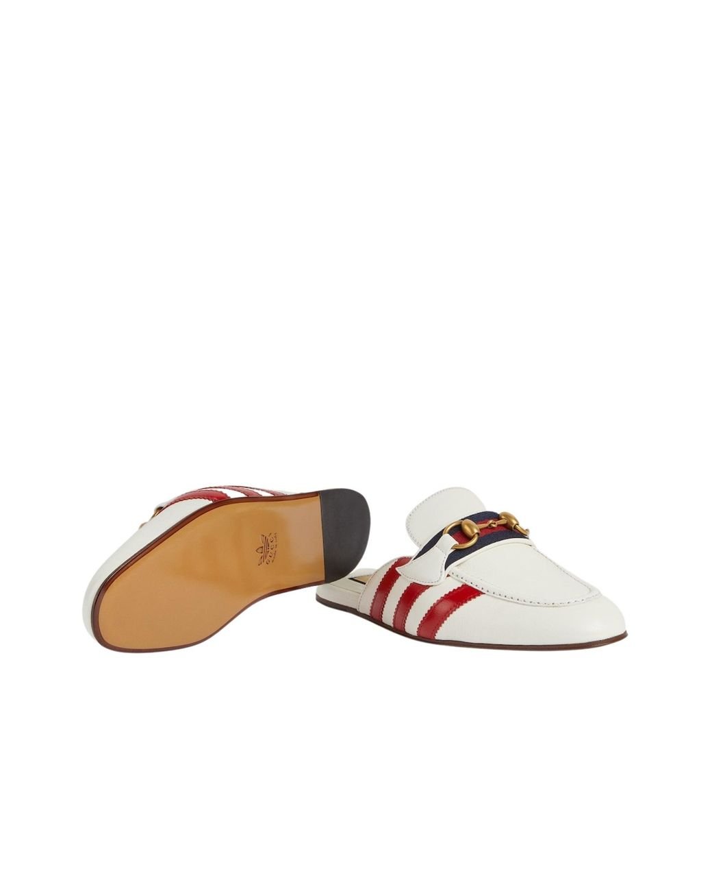 フラットシューズ Horsebit x Adidas Leather Slipper in White Gucci Horsebit X Adidas Leather Slipper In White | Lyst