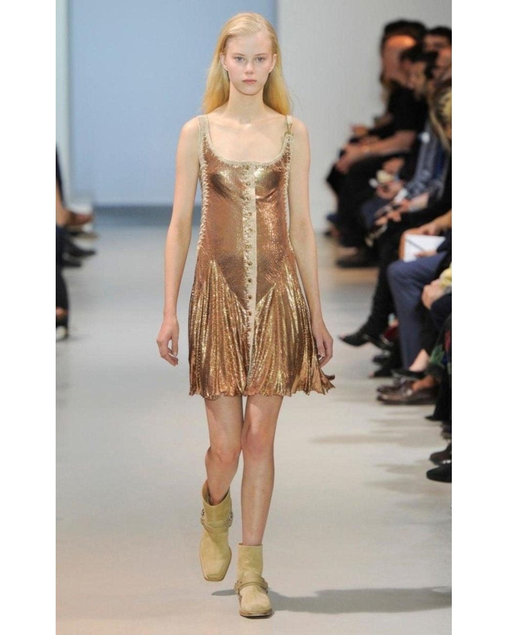 Rabanne Brown Gold Chainmail Dress