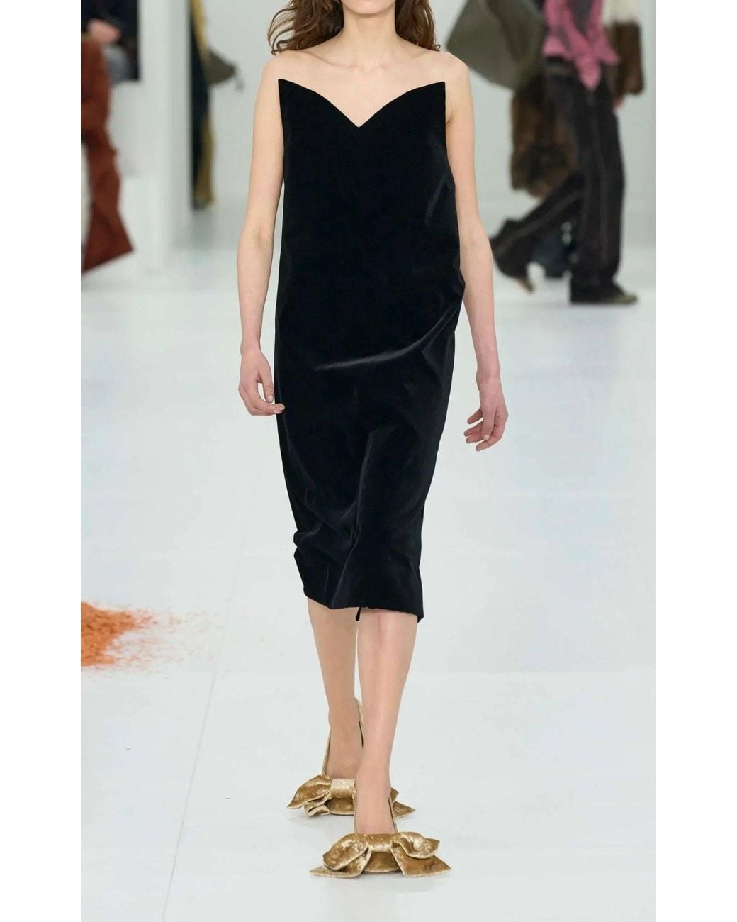 Loewe Black Strapless Velvet Bustier Mini Dress