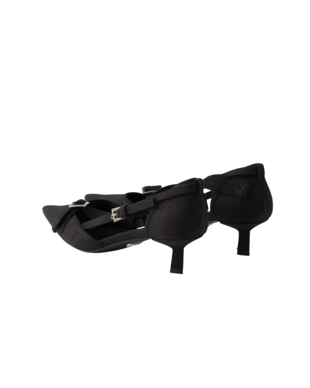 Prada Pointed Slingback Black Kitten Heel Pumps