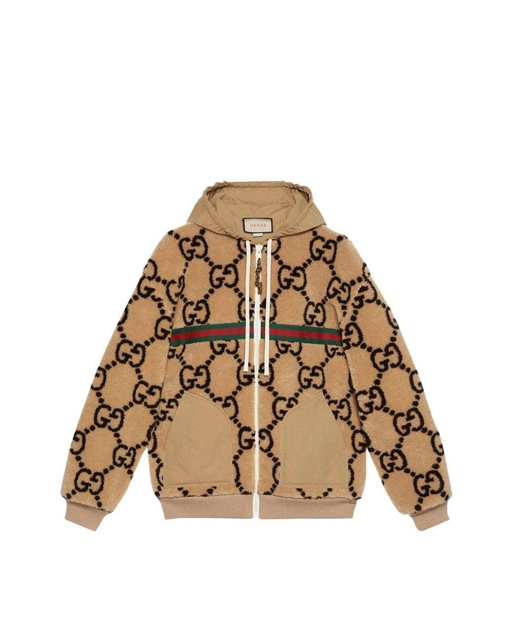 Gucci Gg-pattern Fleece Jacket in Natural | Lyst
