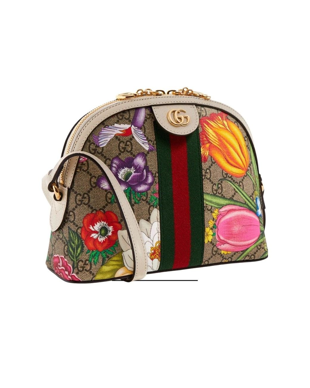 Gucci White Small Ophidia Flora Shoulder Bag It