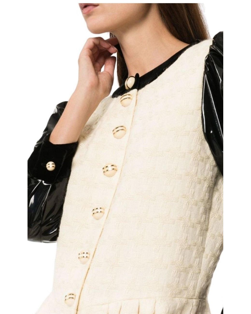 Gucci Natural Vinyl-sleeve Flared Mini Dress