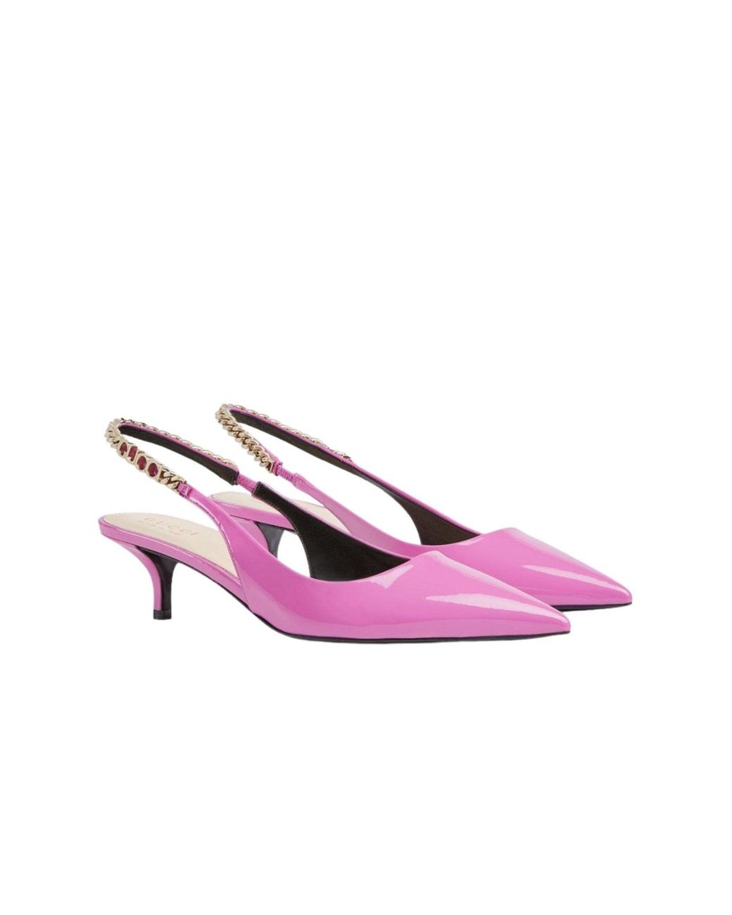 Gucci Pink Signoria Patent Leather Slingback Pumps